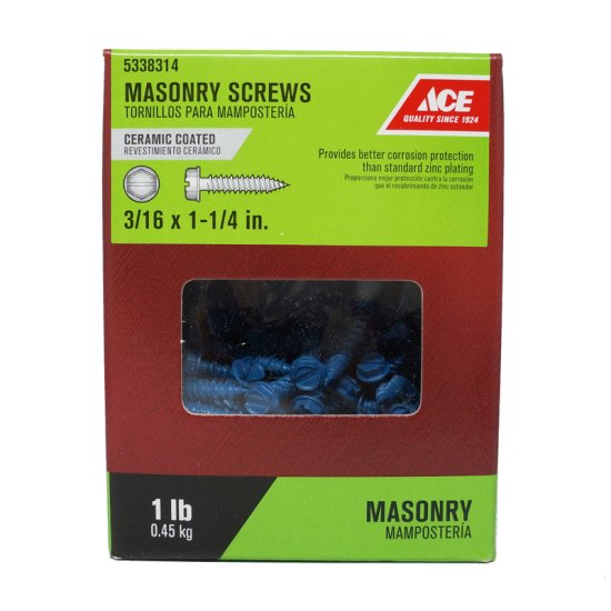 3/16 in. x 1-1/4 in. L Slotted Hex Washer Head Masonry Screw