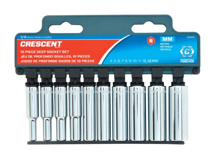 Crescent Assorted Sizes X 1/4 in. drive Metric 6 Point Deep Well