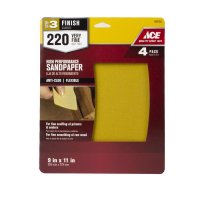 (image for) 11 in. L X 9 in. W 220 Grit Aluminum Oxide All Purpose Sandpaper 4 pk