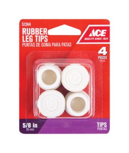 Rubber Leg Tip Off-White Round 5/8 in. W 4 pk