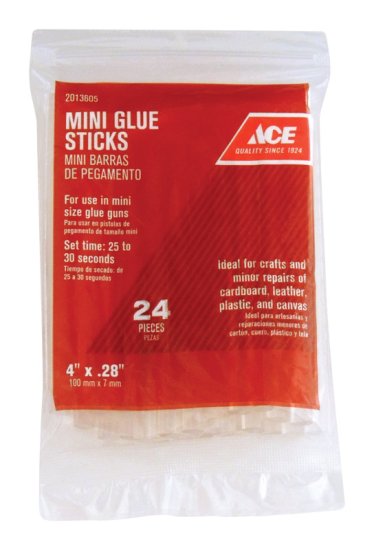 0.28 in. Dia. x 4 in. L Mini Glue Sticks Clear 24 pk