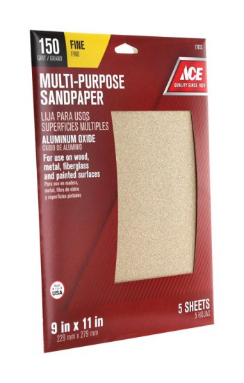 11 in. L x 9 in. W 150 Grit Aluminum Oxide Sandpaper 5 pk