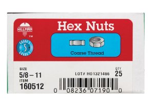 5/8 in. Zinc-Plated Steel USS Hex Nut 25 pk