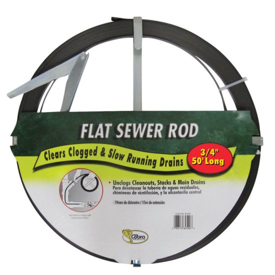 50 ft. L Flat Steel Sewer Rod