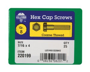 7/16 in. Dia. x 4 in. L Heat Treated Steel Hex Head Cap