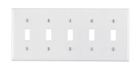 White 5 gang Plastic Toggle Wall Plate 1 pk