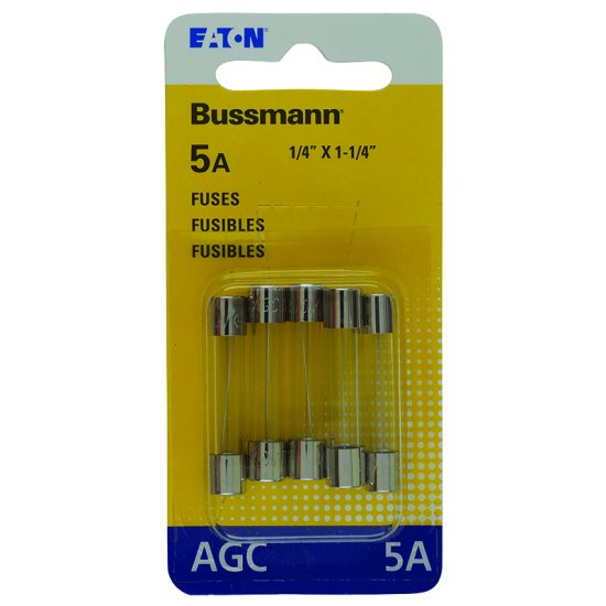 5 amps AGC Glass Tube Fuse 5 pk