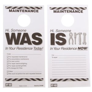 Reversible Maintenance Door Hang Tag