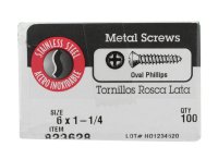 No. 6 x 1-1/4 in. L Phillips Oval Head Stainless Steel S