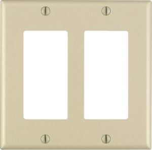 Ivory 2 gang Thermoset Plastic GFCI/Rocker Wall P