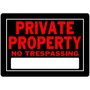 English Black No Trespassing Sign 10 inch H X 14 inch W