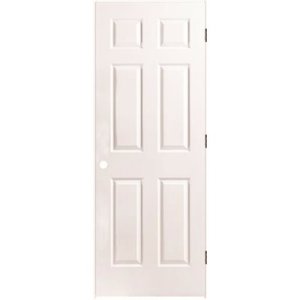 (image for) 24 in. x 80 in. Textured 6-Panel Primed Prehung Right Hand Door