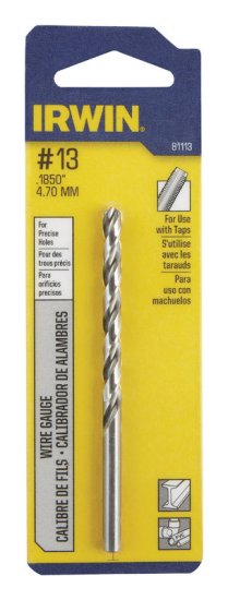 #13 x 3-1/2 in. L High Speed Steel Wire Gauge Bit 1 pc. - Click Image to Close