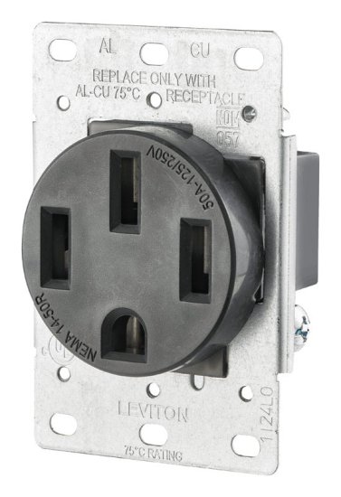 50 amps 125/250 volt Black Outlet 14-50R 1 pk