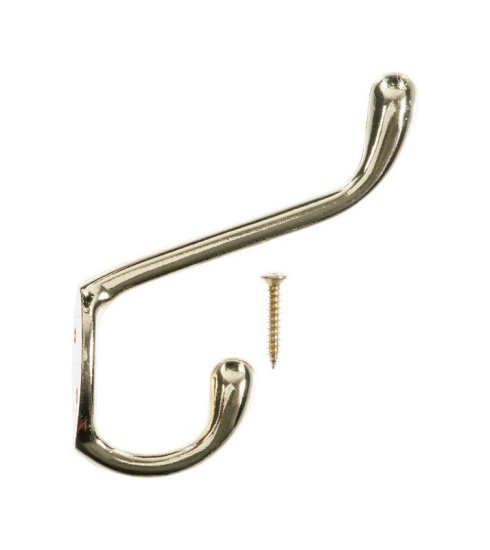 3-1/2 in. L Bright Brass Gold Brass Large Garment Hook 1 pk