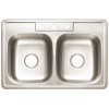 Drop-In Stainless Steel Kitchen Sink 33 in. 3-Hole Double Bowl