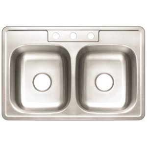 Drop-In Stainless Steel Kitchen Sink 33 in. 3-Hole Double Bowl