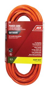 Indoor and Outdoor 25 ft. L Orange Extension Cord 12/3 SJTW