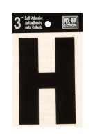 3 in. Black Vinyl Self-Adhesive Letter H 1 pc.