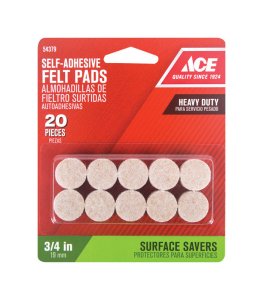 Felt Self Adhesive Pad Brown Round 3/4 in. W 20 pk