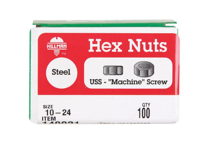 10 in. Zinc-Plated Steel SAE Screw Nut 100 pk