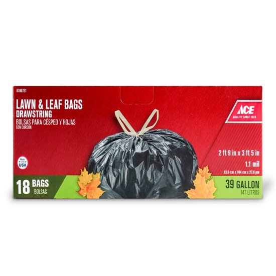 39 gal. Lawn and Leaf Bags Drawstring 18 pk