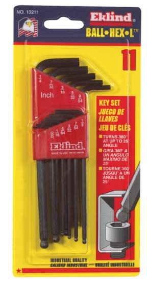 Ball-Hex-L SAE Long Arm Ball End Hex L-Key Set 11 pc.