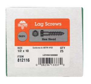 1/2 in. x 10 in. L Hex Hot Dipped Galvanized Steel Lag S