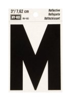 3 in. Reflective Black Vinyl Self-Adhesive Letter M 1 pc.