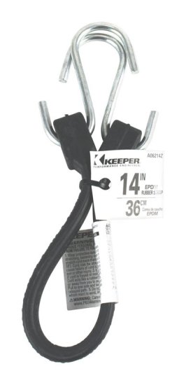 14 in. L Black Rubber Tarp Strap 1 pk