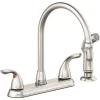 (image for) High Arc Two Handle Brushed Nickel Kitchen Faucet w/ spray