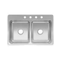 Kindred Stainless Steel Top Mount 33 in. W X 22 in. L Double Bow