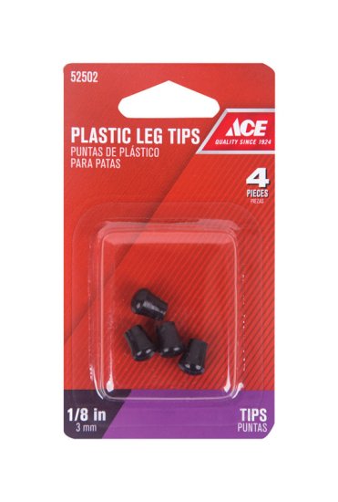 Plastic Leg Tip Black Round 1/8 in. W 4 pk