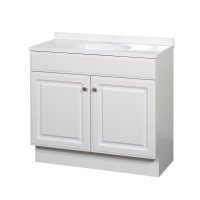 36 in. W X 18 in. D X 35H Bath Vanity White with Cultured Marble