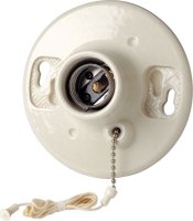 Porcelain Ceiling Keyless Light Bulb Socket With Pull String