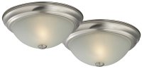13 in. Flush Mount Ceiling Fixture Brushed Nickel 2 Bulb-2 Pack