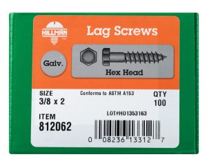 3/8 in. x 2 in. L Hex Hot Dipped Galvanized Steel Lag Sc