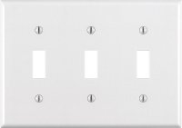 White 3 gang Thermoset Plastic Toggle Wall Plate 1 pk