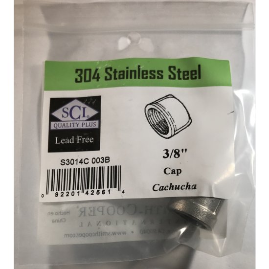 3/8 in. FPT x 3/8 in. Dia. FPT Stainless Steel Cap