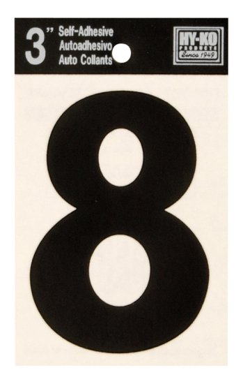 3 in. Black Vinyl Self-Adhesive Number 8 1 pc.