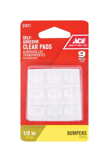 Vinyl Self Adhesive Bumper Pads Clear Square 1/2 in. W x 1/2