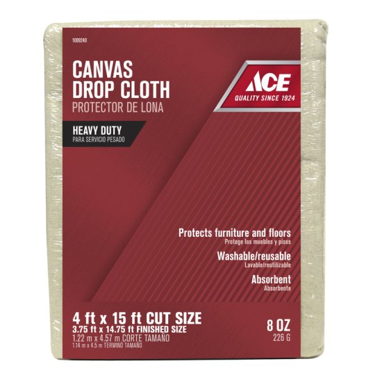 (image for) 4 ft. W X 15 ft. L 8 oz Canvas Drop Cloth 1 pk