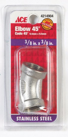 3/8 in. FPT x 3/8 in. Dia. FPT Stainless Steel 45 D