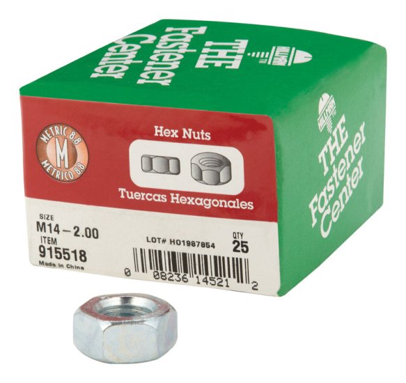 M14-2.00 mm Zinc-Plated Steel Metric Hex Nut 25 pk