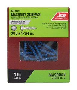 3/16 in. x 1-3/4 in. L Slotted Hex Washer Head Masonry Screw