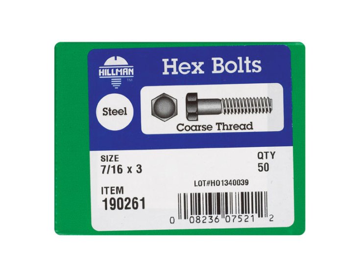 HX BOLTS USS Z 7/16X3