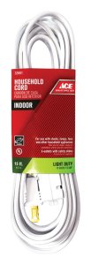 Indoor 15 ft. L White Extension Cord 16/2 SPT-2