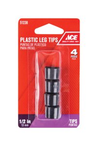 Plastic Leg Tip Black Round 1/2 in. W 4 pk