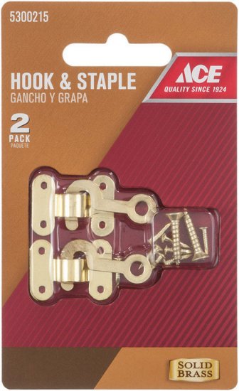 Satin Gold Brass Small Decorative Hook and Staple 2 pk