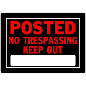 English Black No Trespassing Sign 10 inch H X 14 inch W